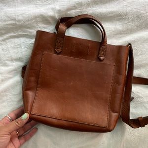 Madewell small transport tote leather cognac mini